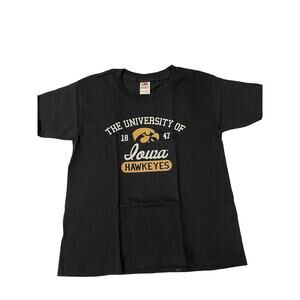 University of Iowa Hawkeyes Tee Shirt Black Short Sleeve Logo XS kids Sports